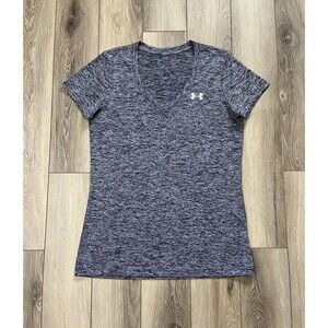 Under Armour Heather Blue Women's Sz M UA Tech Solid V-Neck Short-Sleeve T-Shirt